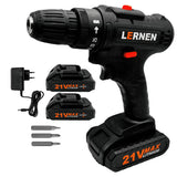 Taladro Destornillador Inalámbrico LERNEN + 2 Baterías + Acc Lernen