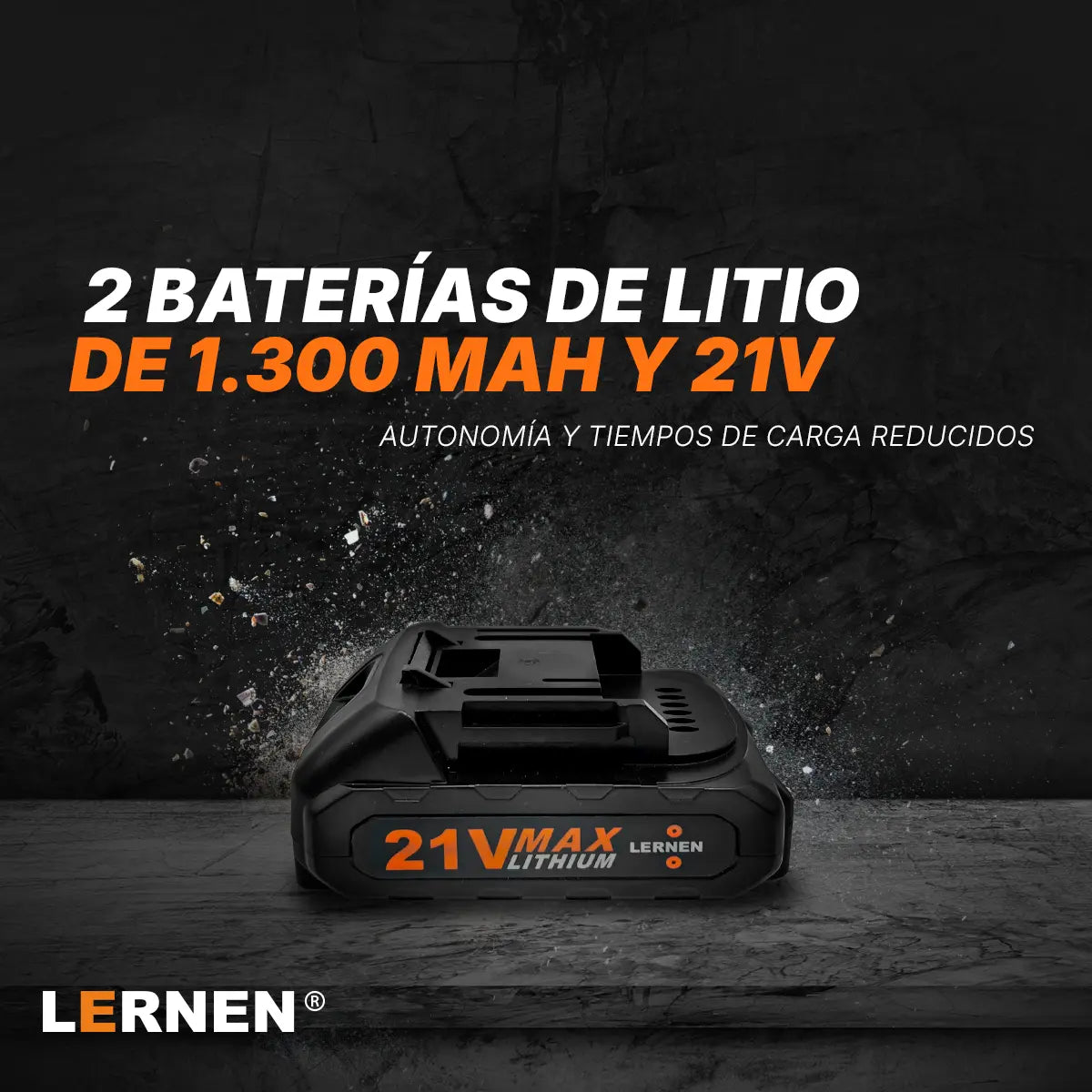 Taladro Destornillador Inalámbrico LERNEN + 2 Baterías + Acc Lernen