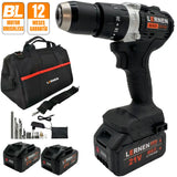Taladro Percutor Black Edition Brushless LERNEN + Baterías + Bolso + Accesorios