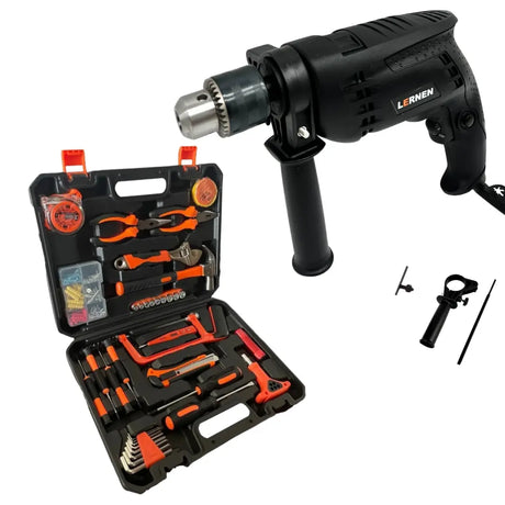 Taladro Percutor Eléctrico 13mm LERNEN + Set 150 Herramientas