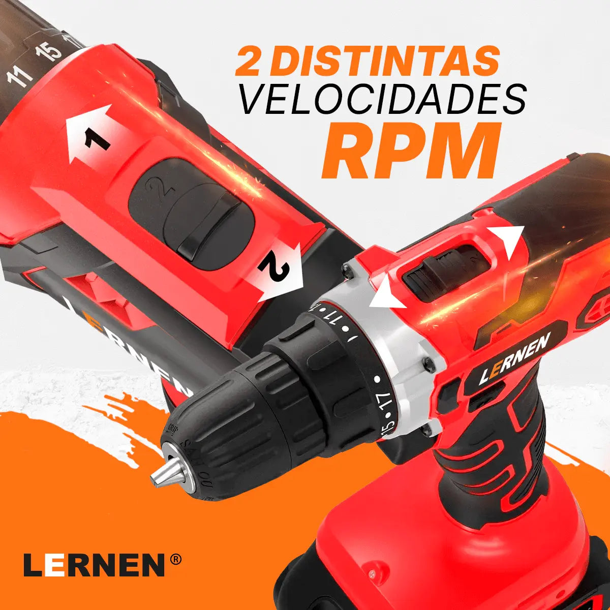 Taladro Percutor Inalámbrico LERNEN 21V + 2 Baterías + Acc Lernen