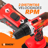 Taladro Percutor Inalámbrico LERNEN 21V + 2 Baterías + Acc Lernen