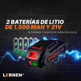 Taladro Percutor Pro Inalámbrico LERNEN + 2 Baterías + Accesorios Lernen