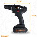 Taladro Destornillador Inalámbrico LERNEN + 2 Baterías + Acc