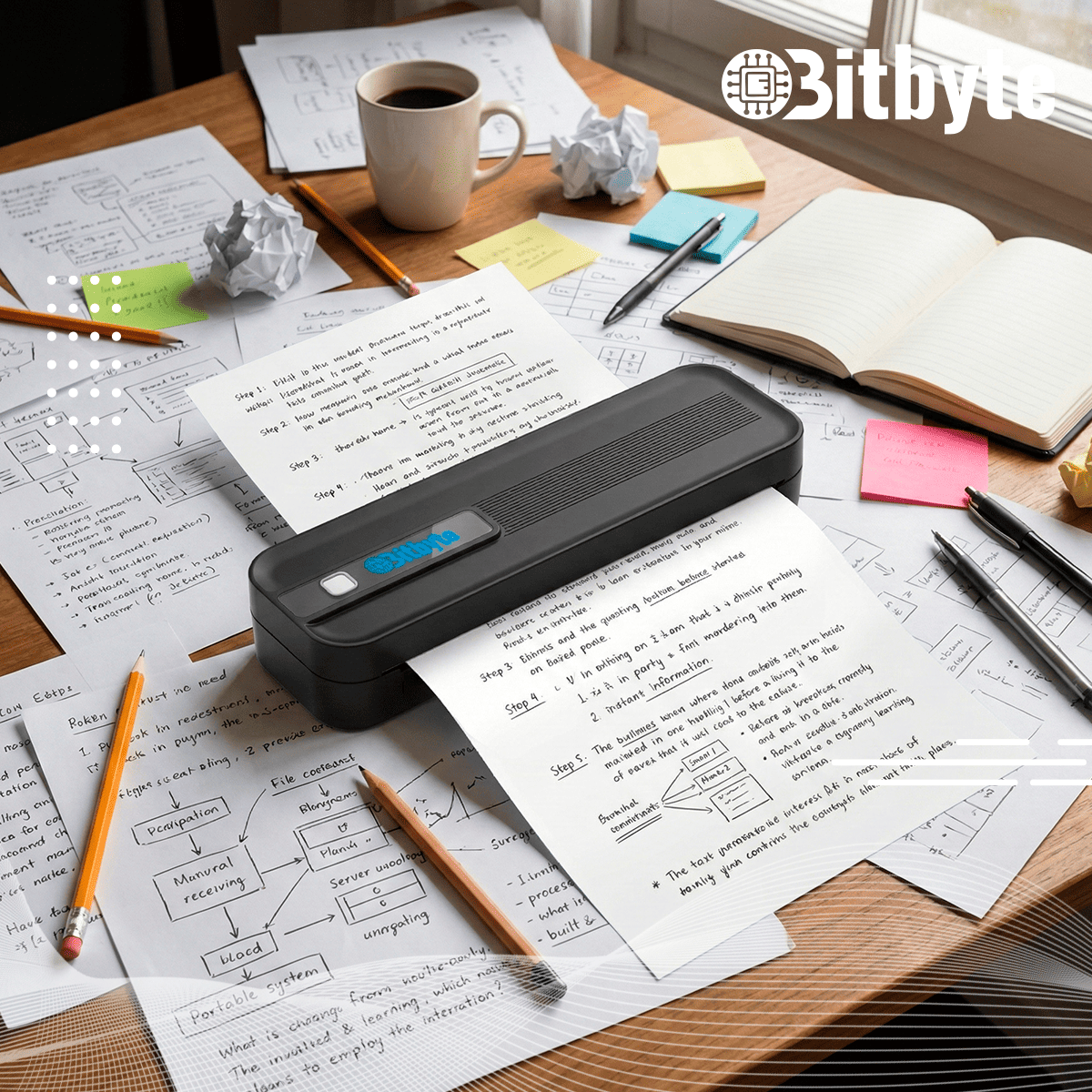 Impresora Térmica Portátil A4 Negra Bitbyte