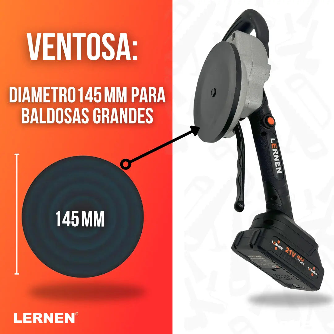 Ventosa Niveladora Vibradora Sopapa de Cerámica Inalámbrica 21V + Batería + Cargador + Rodilleras Lernen