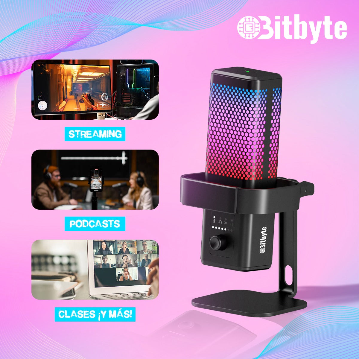 Micrófono de Streaming Podcast RGB Bitbyte M6 PRO Gamer