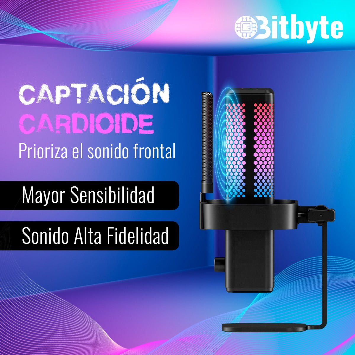 Micrófono de Streaming Podcast RGB Bitbyte M6 PRO Gamer