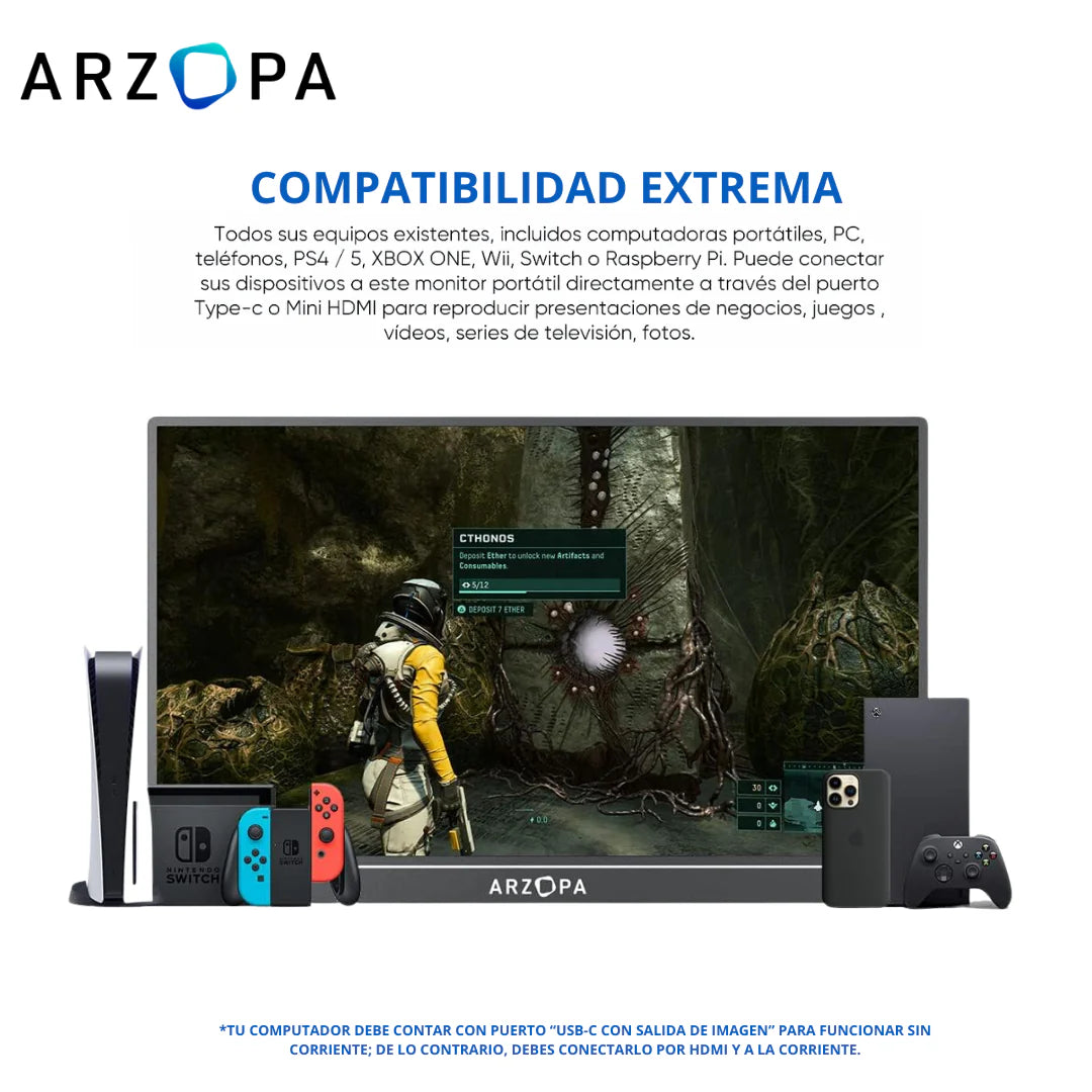 [Reacondicionado]  Monitor Portátil Arzopa A1 - 15.6"
