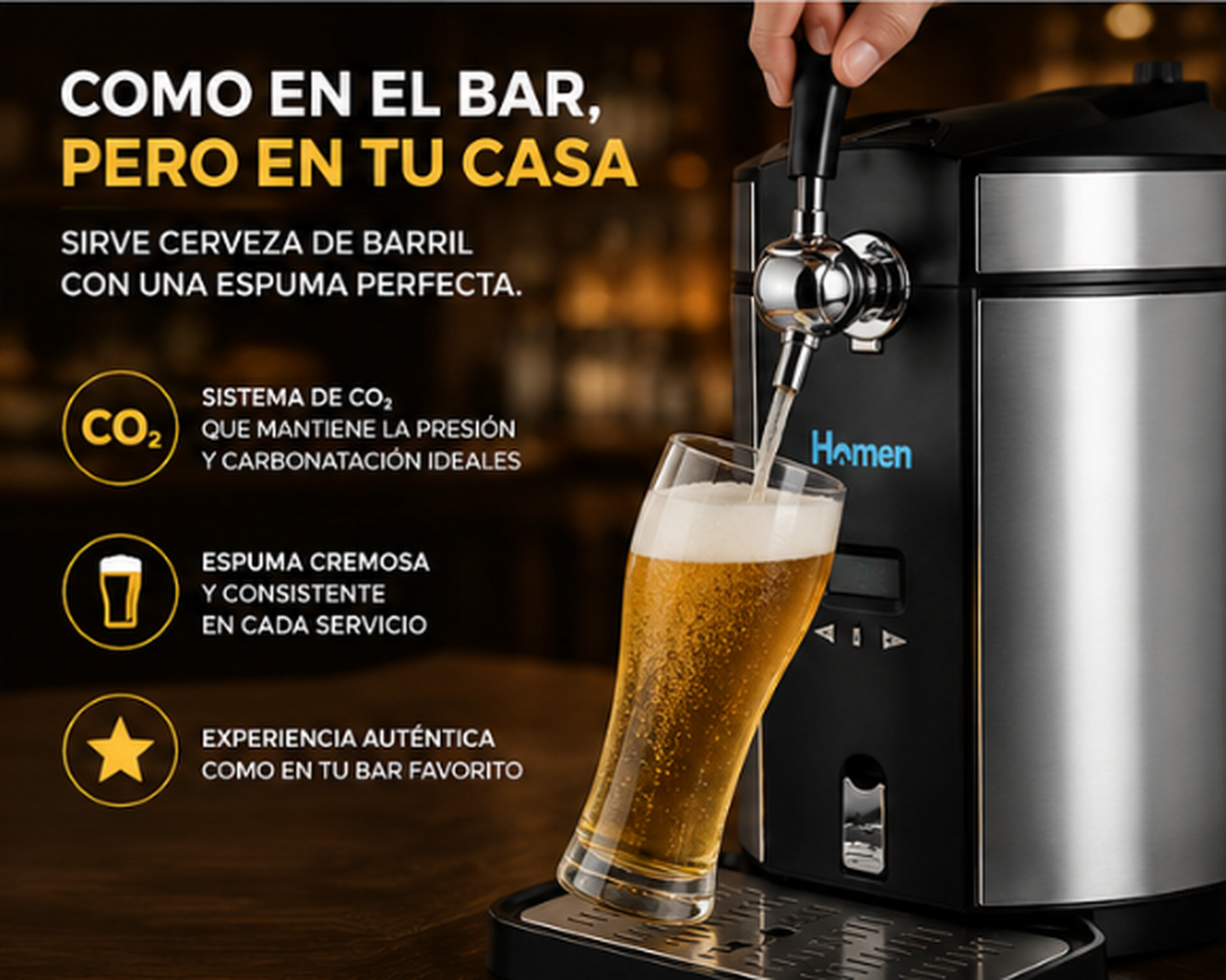 Dispensador de Cerveza 5L Homen con Sistema de Refrigeración