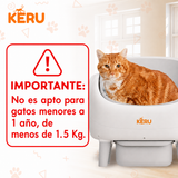 Arenero Inteligente Automático KERU ABIERTO para Gatos con App WiFi XXL 76 Lt
