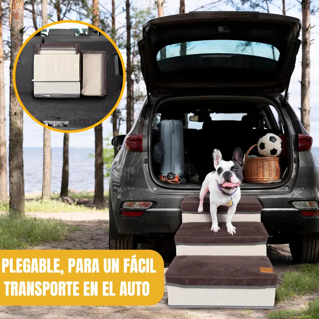 Escalera Para Perros Y Gatos Con Estantes Guardadores Gris Keru