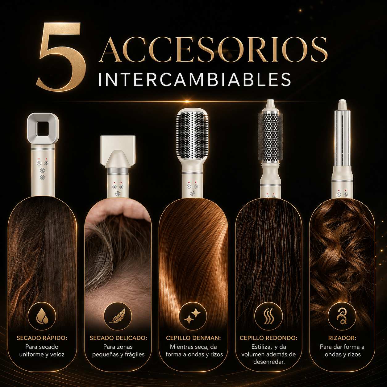 Secador De Pelo 5 En 1 Multifunción Homen PRO - Tecnología Iones