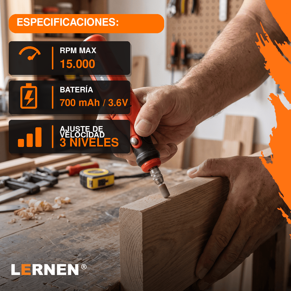 Herramienta Multipropósito Kit Minitorno Tipo Dremel 3.6V con 58 Accesorios USB-C