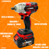 Llave De Impacto 1/2 LERNEN + 2 Baterías + Accesorios