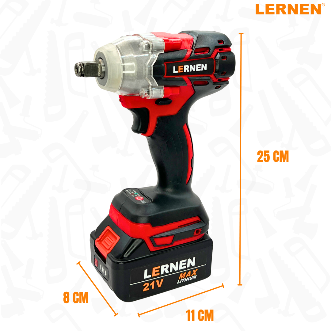 Llave De Impacto 1/2 LERNEN + 2 Baterías + Accesorios
